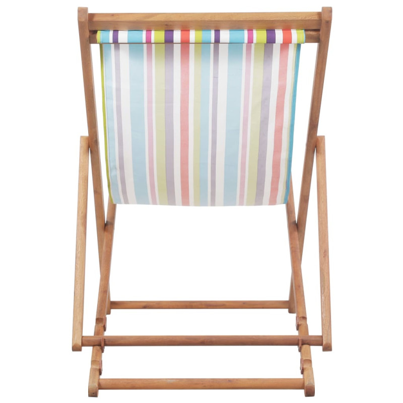 Chaise pliable de plage Tissu et cadre en bois Multicolore