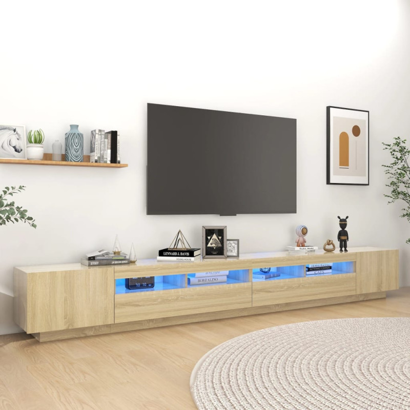 Meuble TV avec lumières LED Chêne sonoma 300x35x40 cm