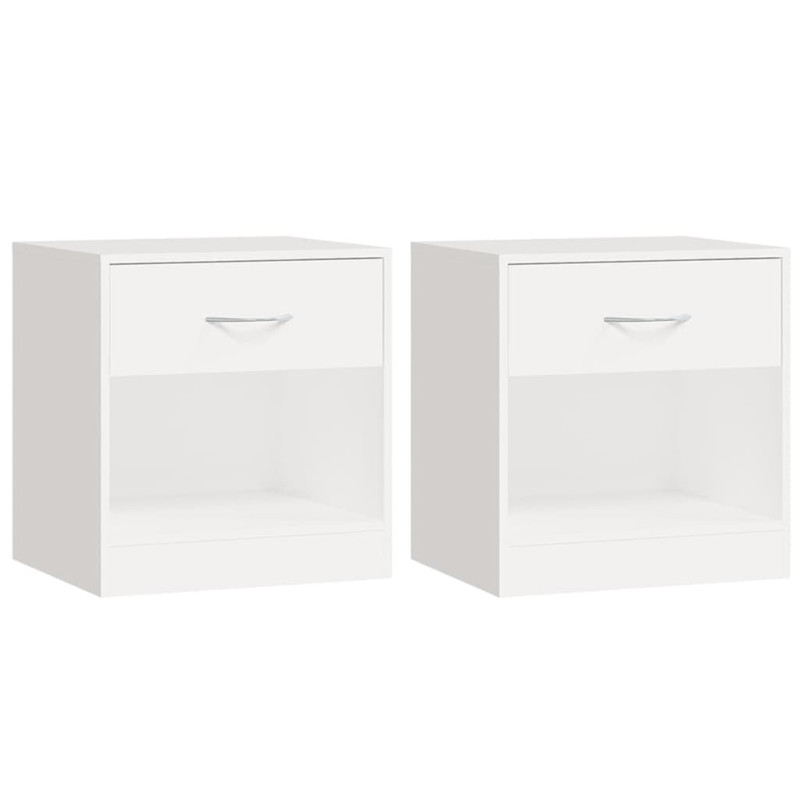 Table de chevet 2 pcs avec tiroir Blanc