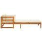 Chaise longue avec 1 accoudoir Blanc crème Bois d acacia solide