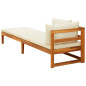 Chaise longue avec 1 accoudoir Blanc crème Bois d acacia solide