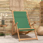 Chaise de plage pliable Bois de teck solide Vert