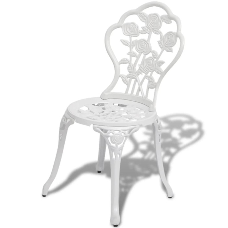 Chaises de bistro lot de 2 Aluminium coulé Blanc