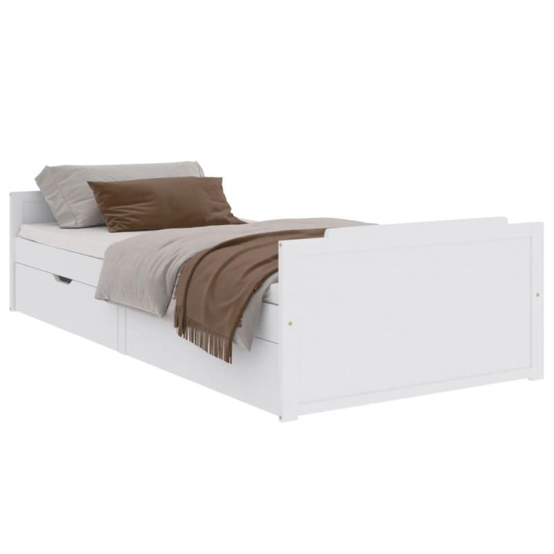 Cadre de lit sans matelas blanc bois de pin massif 90x200 cm