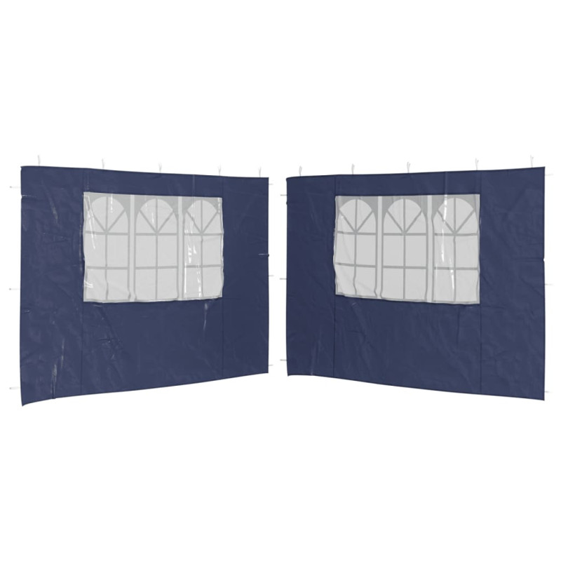 Paroi de tente de réception 2 pcs avec fenêtre PE Bleu