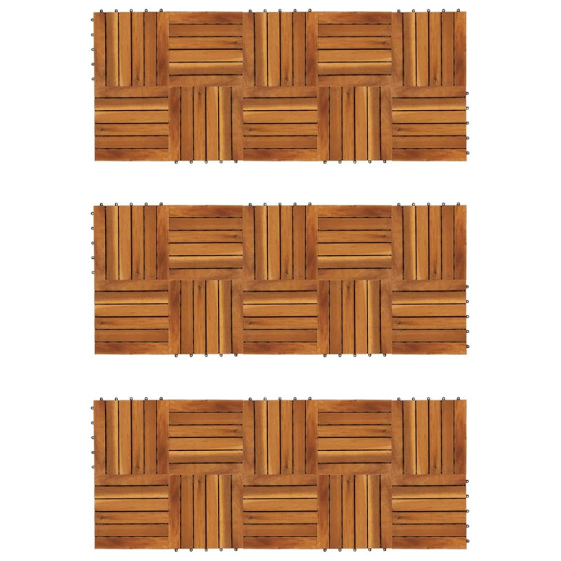 Tuiles de terrasse modèle vertical 30 x 30 cm acacia 30 pcs