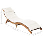 Chaise longue avec coussin Bois d acacia solide Crème