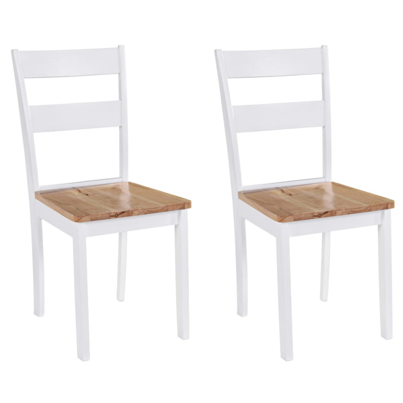 Chaises à manger lot de 2 blanc bois d hévéa massif