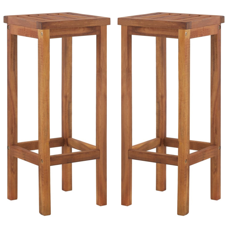 Tabourets de bar lot de 2 bois d acacia massif