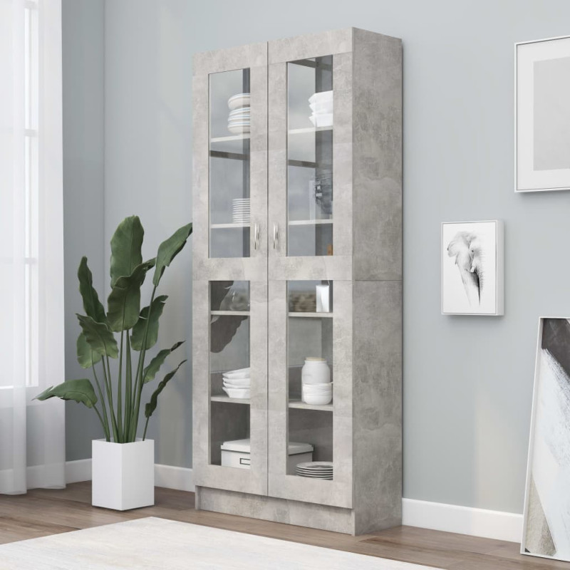 Armoire à vitrine Gris béton 82,5x30,5x185,5 cm Bois ingénierie