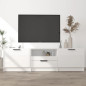 Meuble TV blanc brillant 140x35x40 cm bois d ingénierie