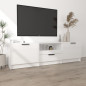 Meuble TV blanc brillant 140x35x40 cm bois d ingénierie