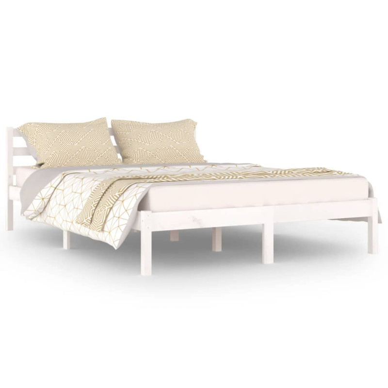 Cadre de lit sans matelas bois de pin massif 140x200 cm blanc