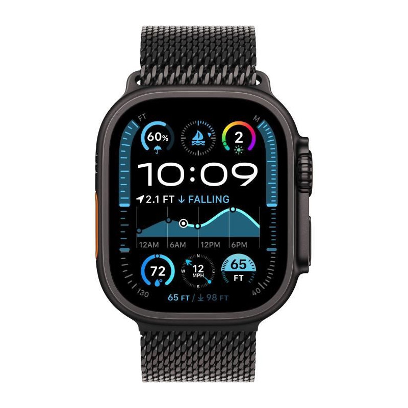 Apple Watch Ultra 2 GPS + Cellular - 49mm - Boîtier Black Titanium - Bracelet Black Titanium Milanese Loop - M