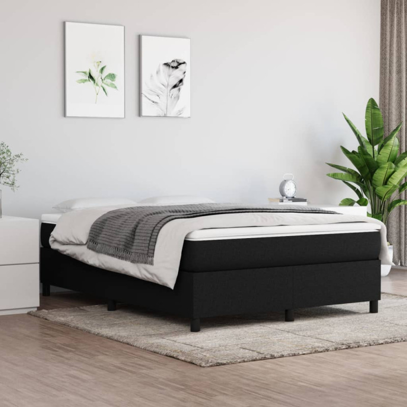 Cadre de lit sans matelas noir 140x200 cm tissu