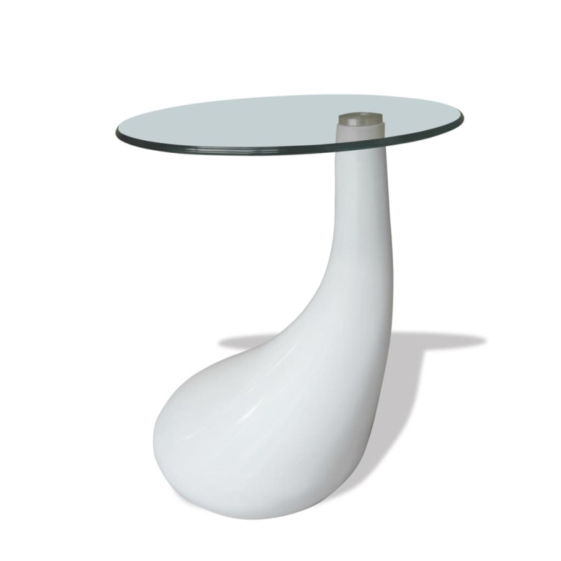 Table basse avec dessus de table en verre rond Blanc brillant 