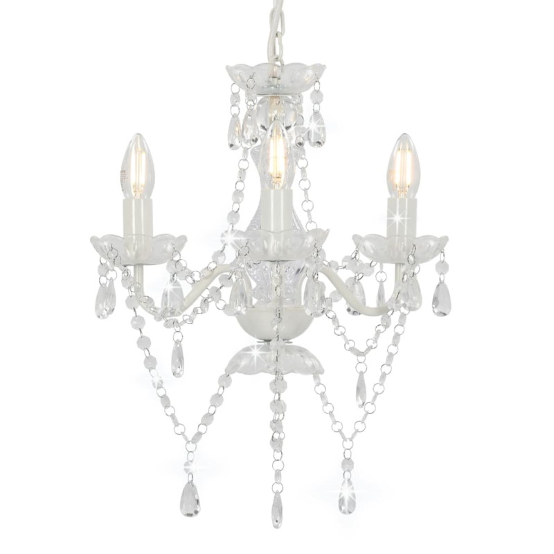 Lustre avec perles Blanc Rond 3 x E14