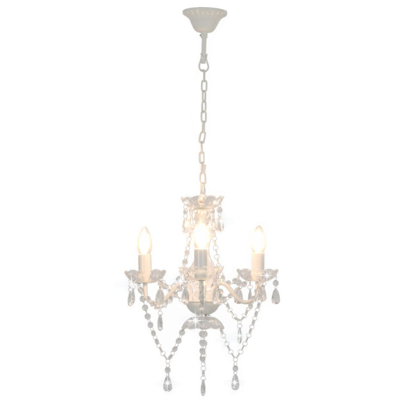 Lustre avec perles Blanc Rond 3 x E14