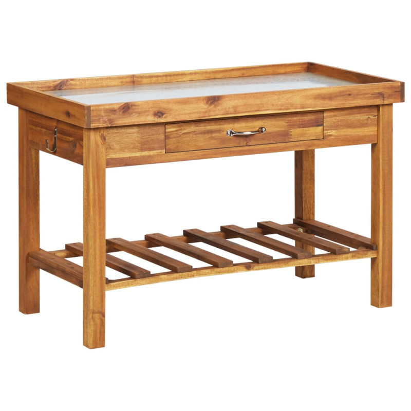 Table de jardin avec dessus en zinc Bois solide d acacia