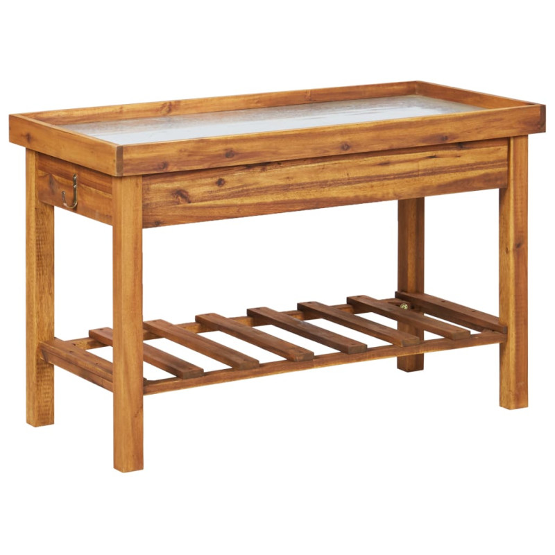 Table de jardin avec dessus en zinc Bois solide d acacia