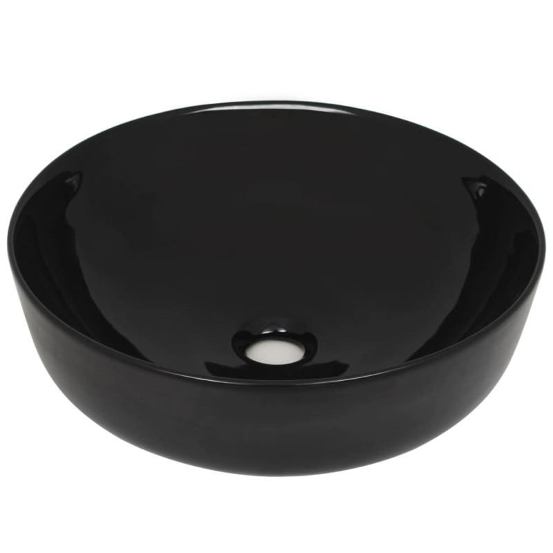 Lavabo rond Céramique Noir 41,5 x 13,5 cm