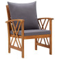 Chaises de jardin avec coussins lot de 2 Bois d acacia massif