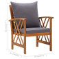 Chaises de jardin avec coussins lot de 2 Bois d acacia massif