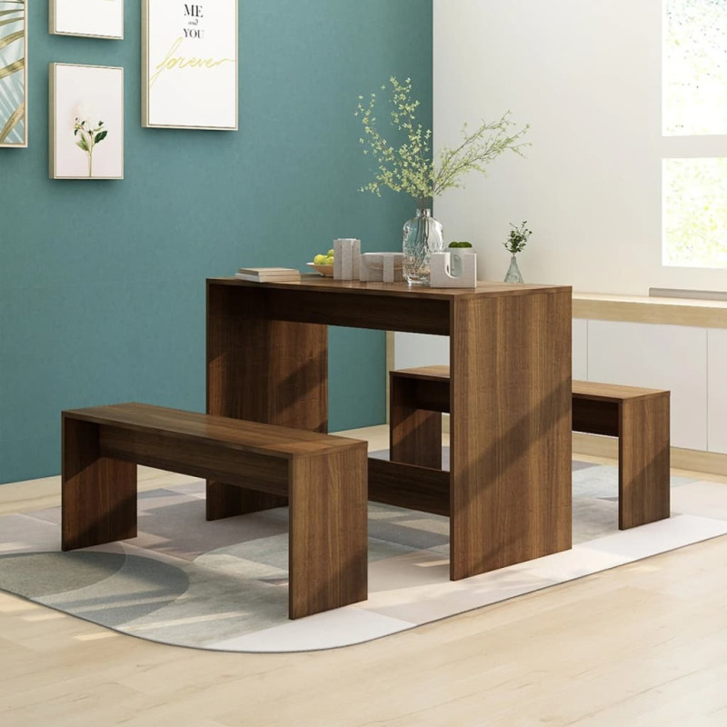 Ensemble à manger 3 pcs Chêne marron Bois d ingénierie