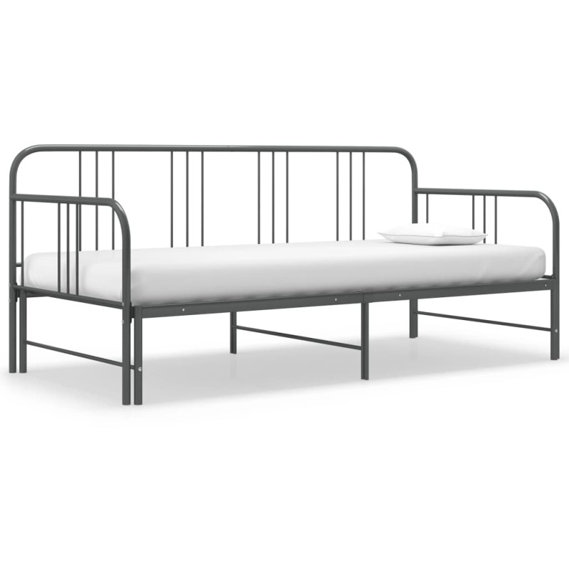 Cadre de canapé lit extensible sans matelas gris métal 90x200cm