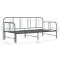 Cadre de canapé lit extensible sans matelas gris métal 90x200cm