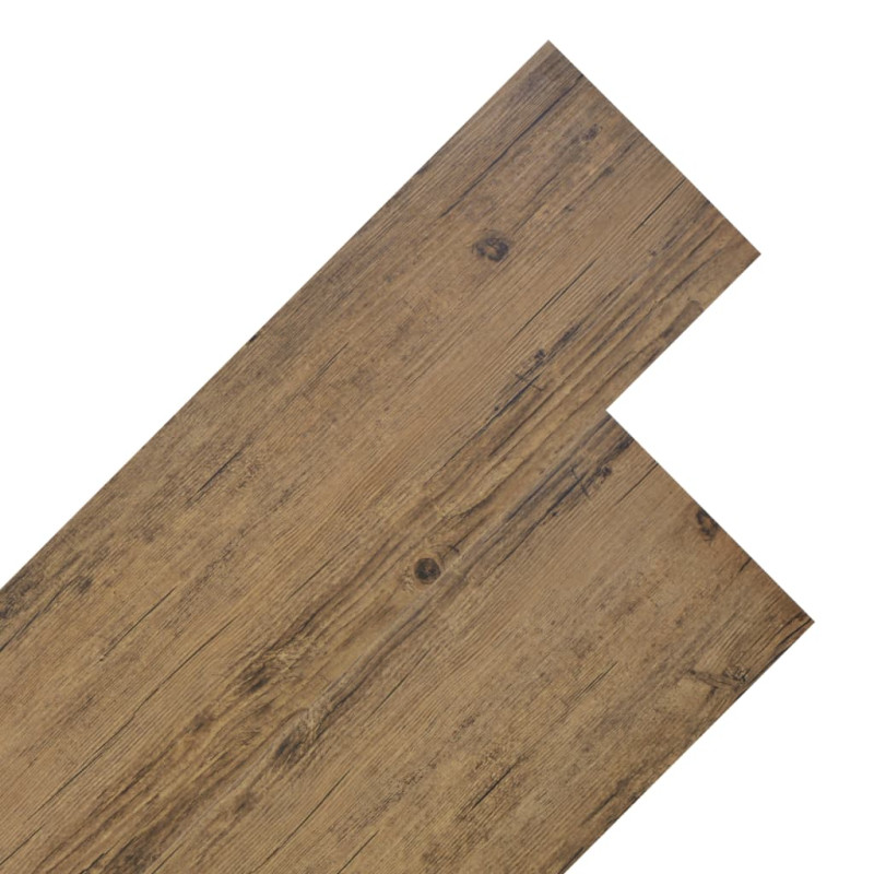 Planches de plancher PVC Non auto adhésif 5,26 m² Marron noyer