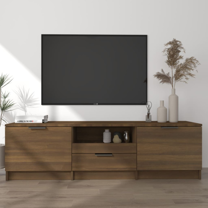 Meuble TV Chêne marron 140x35x40 cm Bois d ingénierie