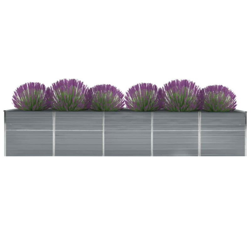 Lit surélevé de jardin Acier galvanisé 400x80x77 cm Gris