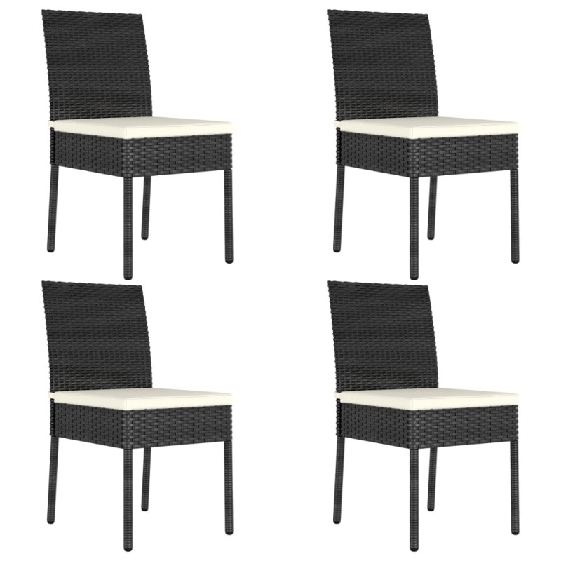 Chaises à manger de jardin lot de 4 Résine tressée Noir