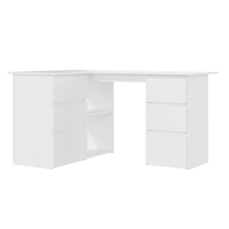 Bureau d angle Blanc 145x100x76 cm Bois d ingénierie