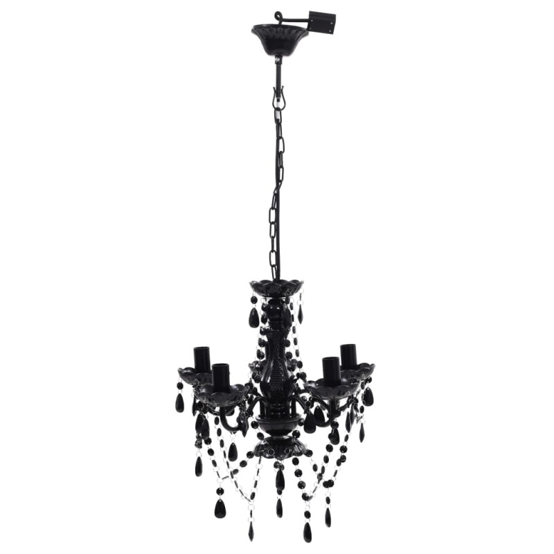 Lustre avec 5 ampoules Crystal noir