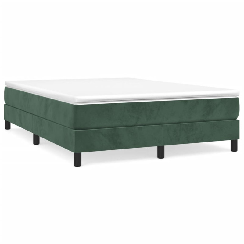 Cadre de lit sans matelas vert foncé 140x190 cm velours