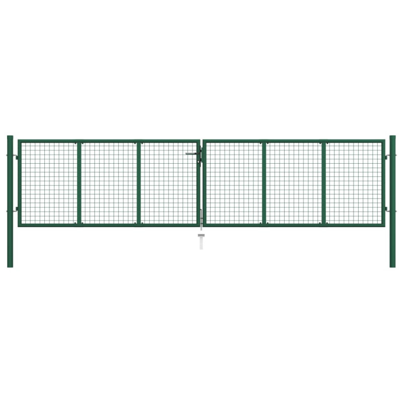 Portail en treillis de jardin acier 390x100 cm vert