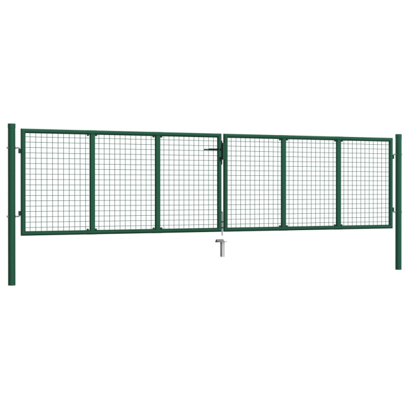 Portail en treillis de jardin acier 390x100 cm vert