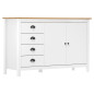 Buffet Hill Blanc 130x40x80 cm Bois de pin solide