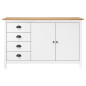 Buffet Hill Blanc 130x40x80 cm Bois de pin solide