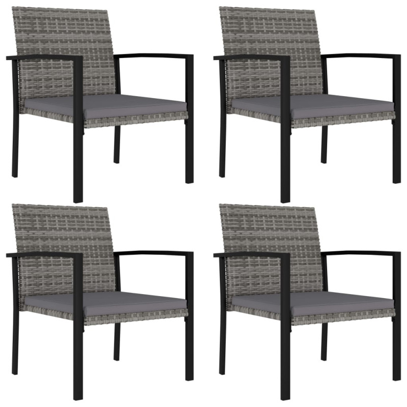 Chaises à manger de jardin lot de 4 Résine tressée Gris