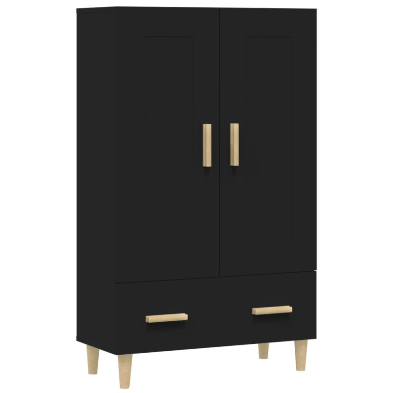 Buffet haut noir 70x31x115 cm bois d ingénierie