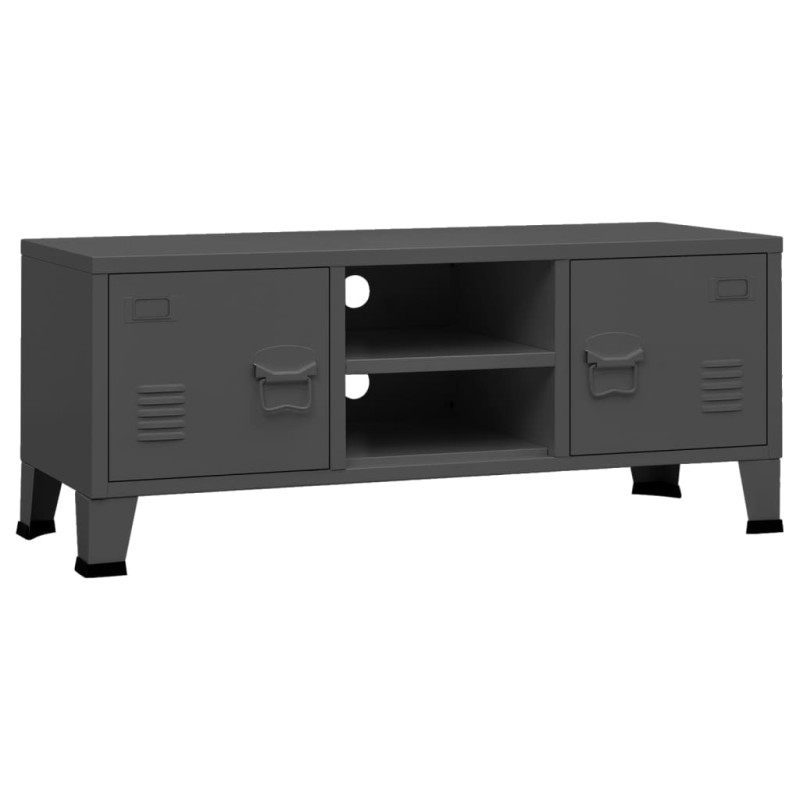 Meuble TV industriel Anthracite 105x35x42 cm Métal