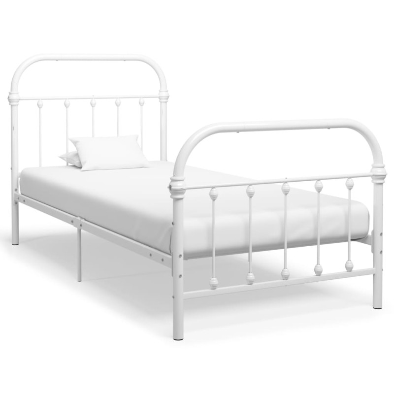 Cadre de lit sans matelas blanc métal 90x200 cm