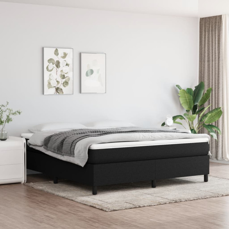 Cadre de lit sans matelas noir 160x200 cm tissu