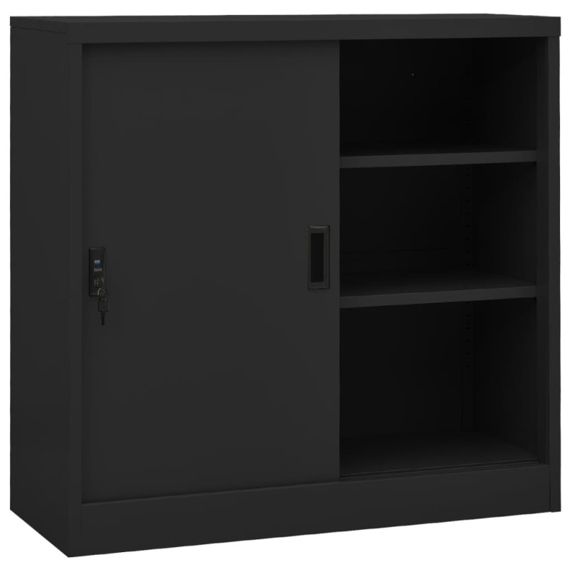 Armoire de bureau porte coulissante Anthracite 90x40x90cm Acier