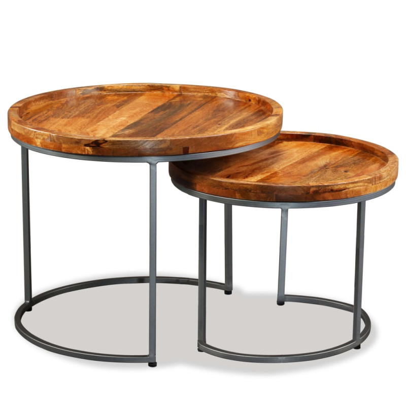 Ensemble de tables d appoint 2 pcs Bois de manguier massif