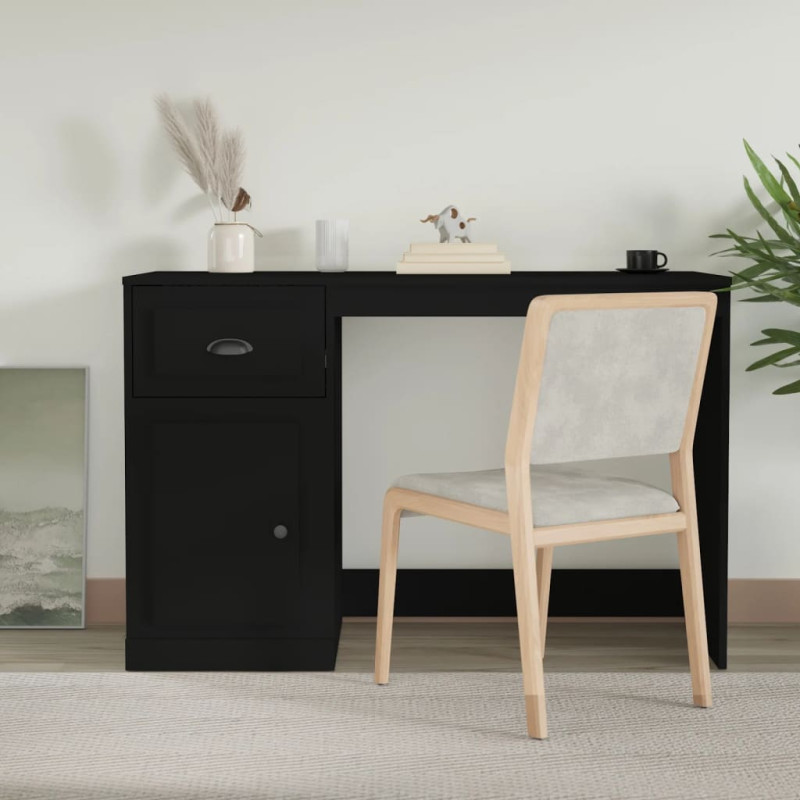 Bureau avec tiroir noir 115x50x75 cm bois d ingénierie