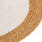 Tapis tressé Blanc et naturel 120 cm Jute et coton Rond